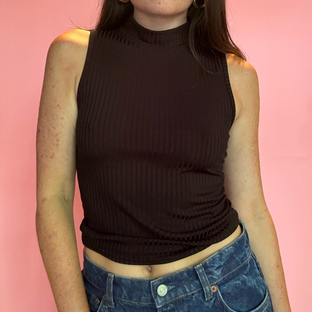 NASTY GAL RIBBED MOCKNECK TOP